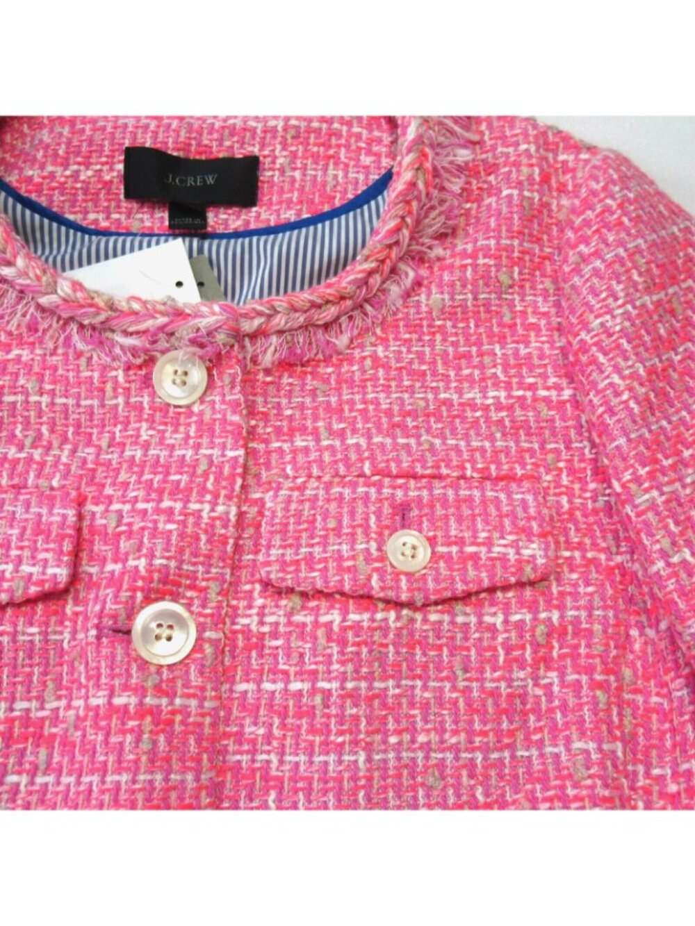 NWT J.Crew Peplum Lady Jacket in Neon Fuchsia Pink Tweed Blazer 2 - Picture 6 of 11